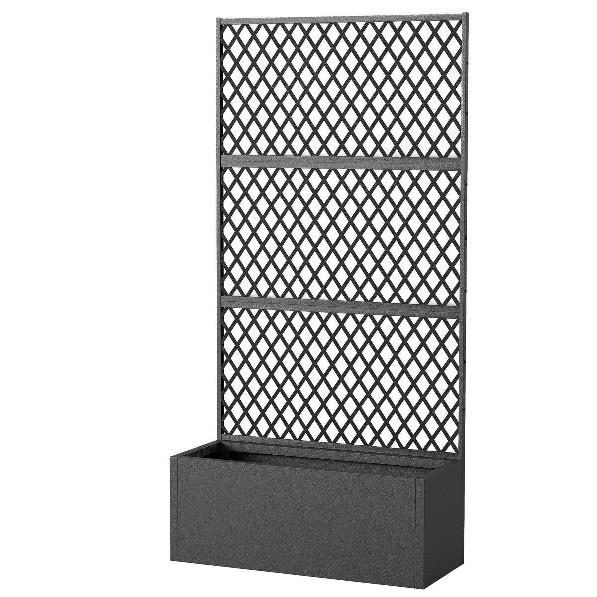 Metal Planter Box with Trellis Privacy Screen, Diamond Lattice — product view 2