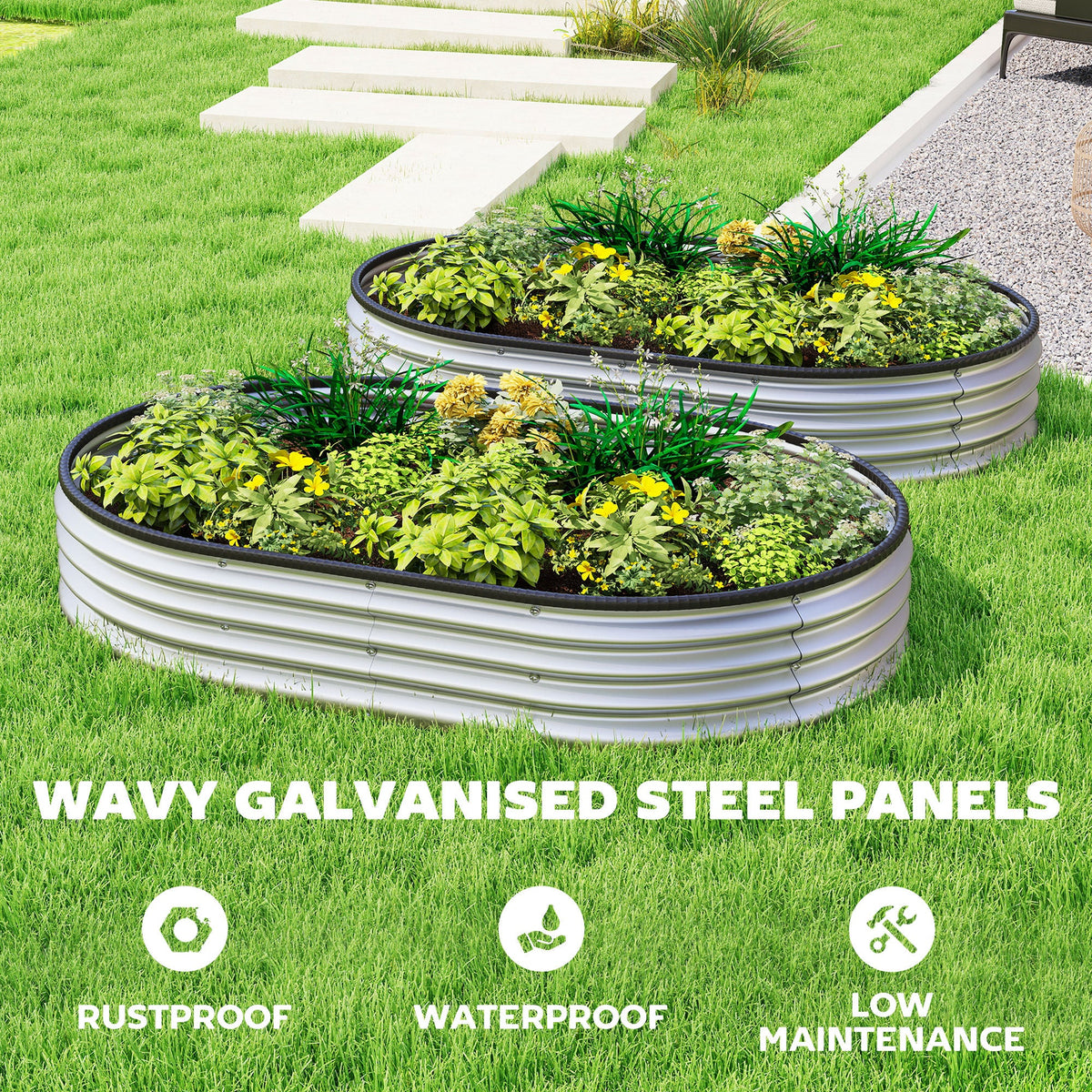 2pcs 5 x 3 x 1 ft Galvanized Raised Garden Beds, Silver — product view 7