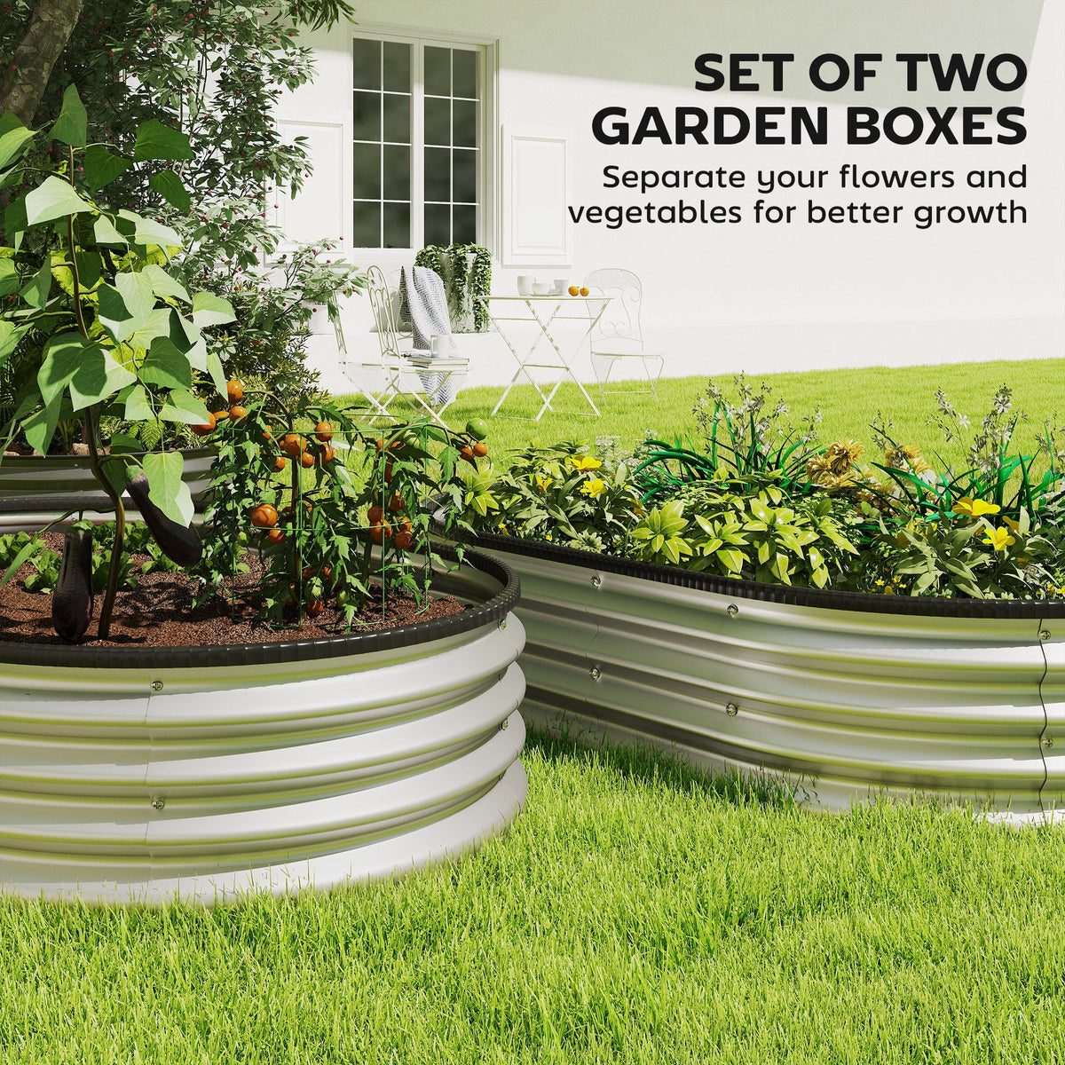 2pcs 5 x 3 x 1 ft Galvanized Raised Garden Beds, Silver — product view 6