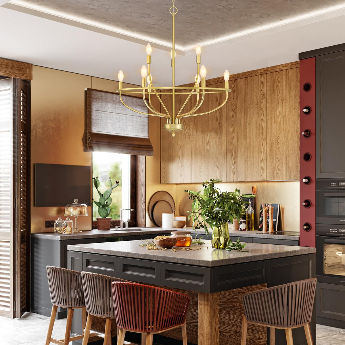 Silva Industrial Metal Candle Chandelier Black/Champagne Living Room/Bedroom — product view 6