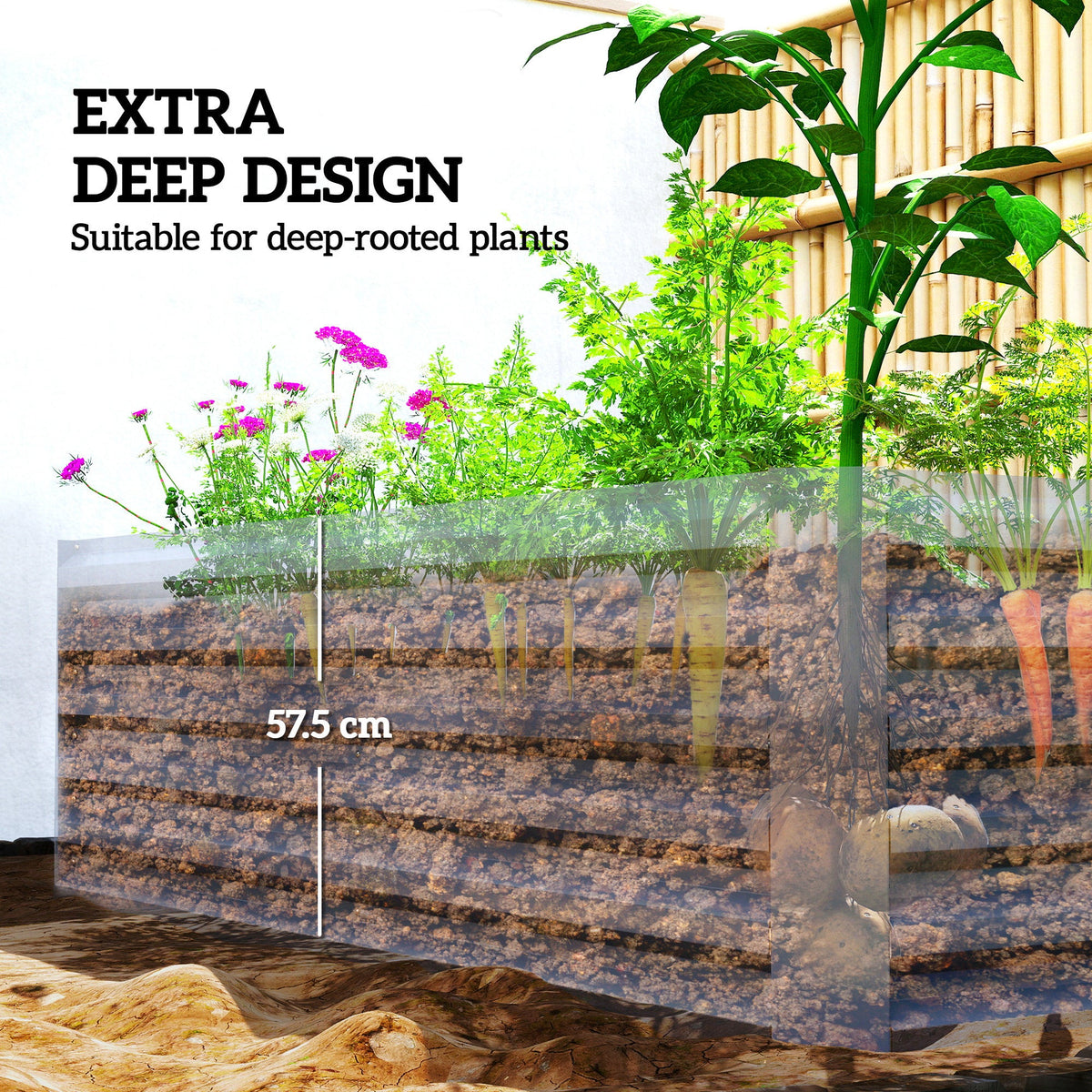 6' x 3' x 2' Galvanized Raised Garden Bed for Vegetables, Light Grey — product view 6