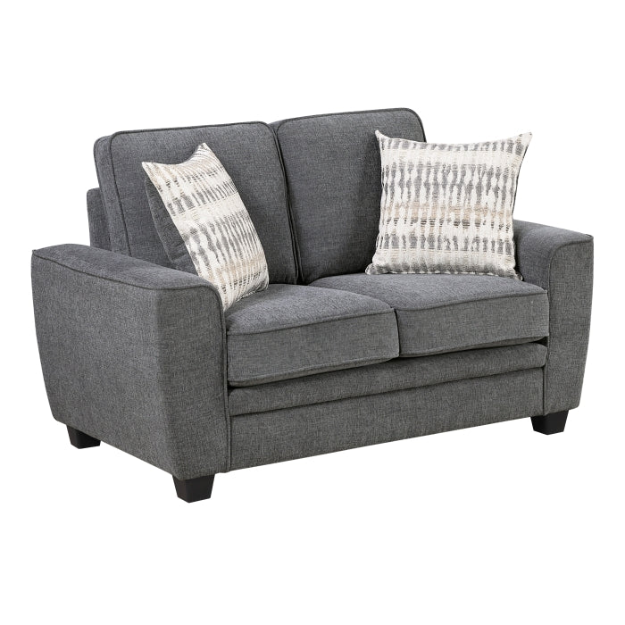 Zander Dark Grey Chenille Sofa and Love Seat Set with Rounded Arms – 9745DG-2PC — product view 4