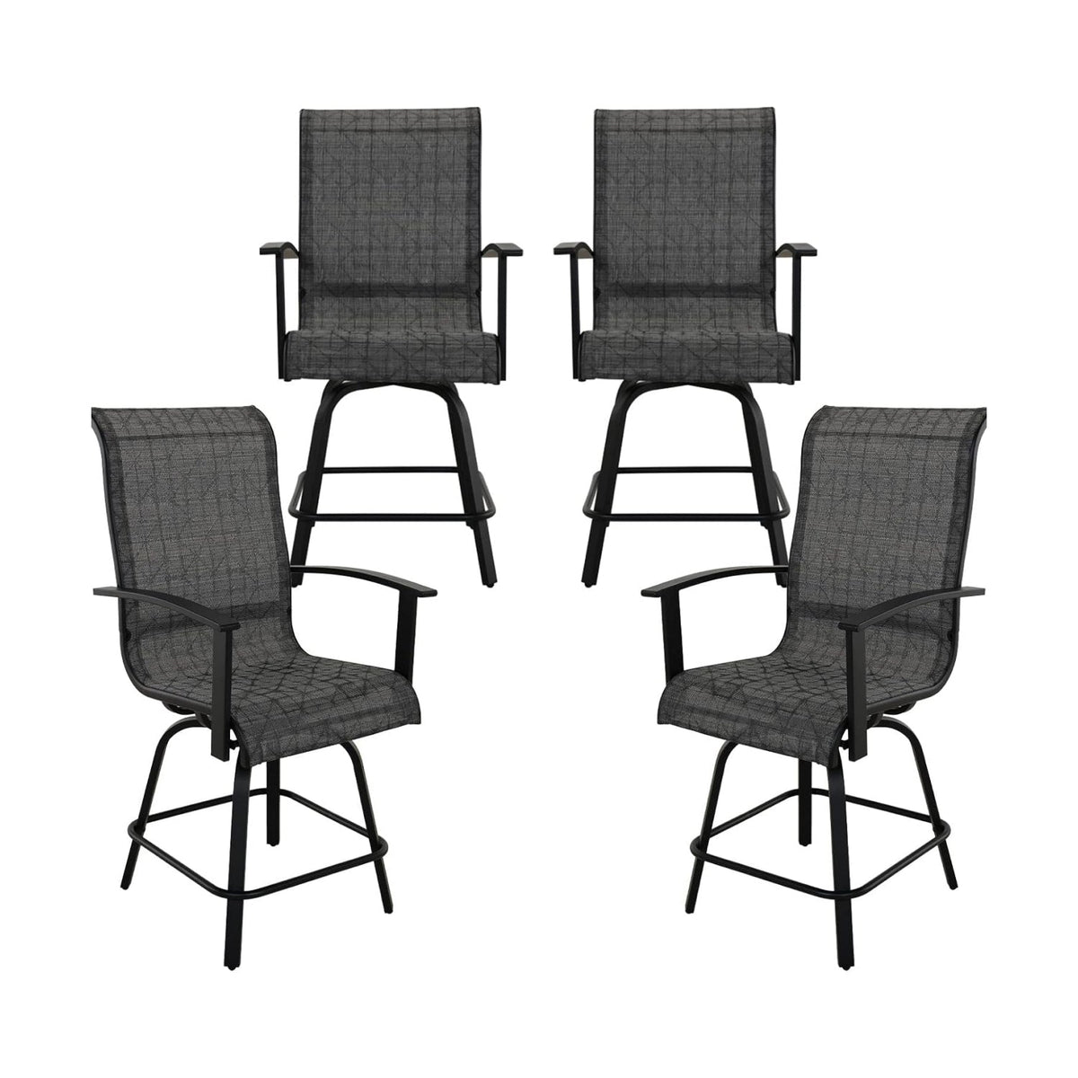 LOUNGE YARD 2 PCS High Foot Swivel Stool Bar Set with Rotation Function — product view 6