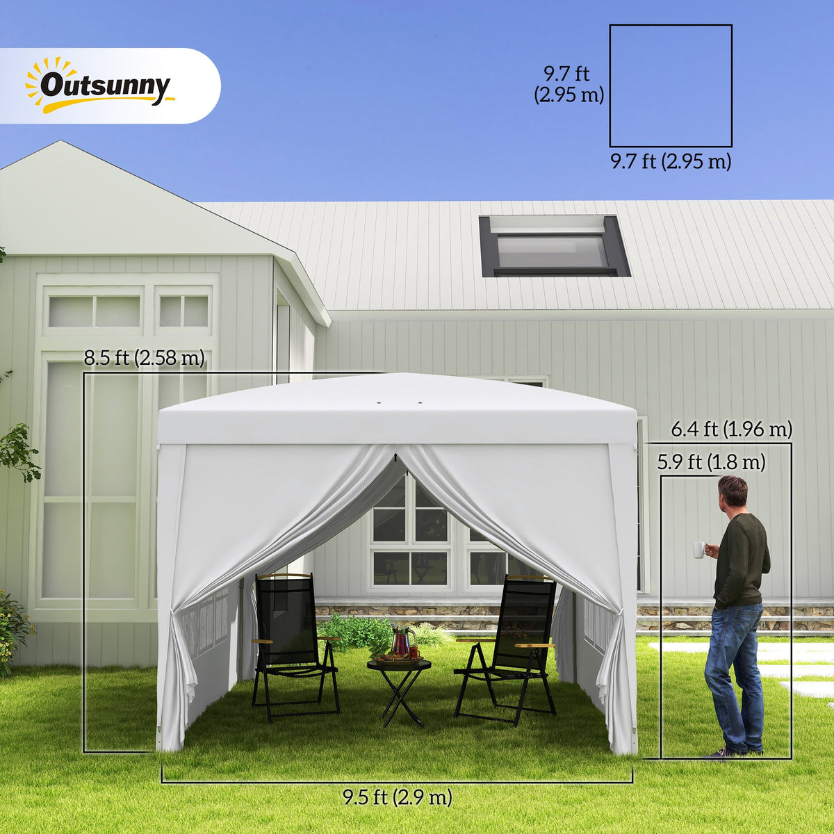 10' x 10' Outdoor Pop Up Party Tent Gazebo with Carrying Bag, White — product view 5