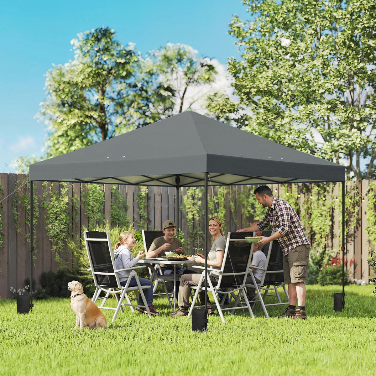 10' x 10' Pop Up Canopy Tent with Wheeled Carry Bag, Dark Gray — product view 3