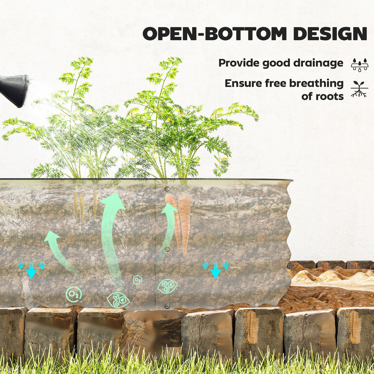 5' x 2' x 1' Galvanized Raised Garden Bed Kit, Cream — product view 7