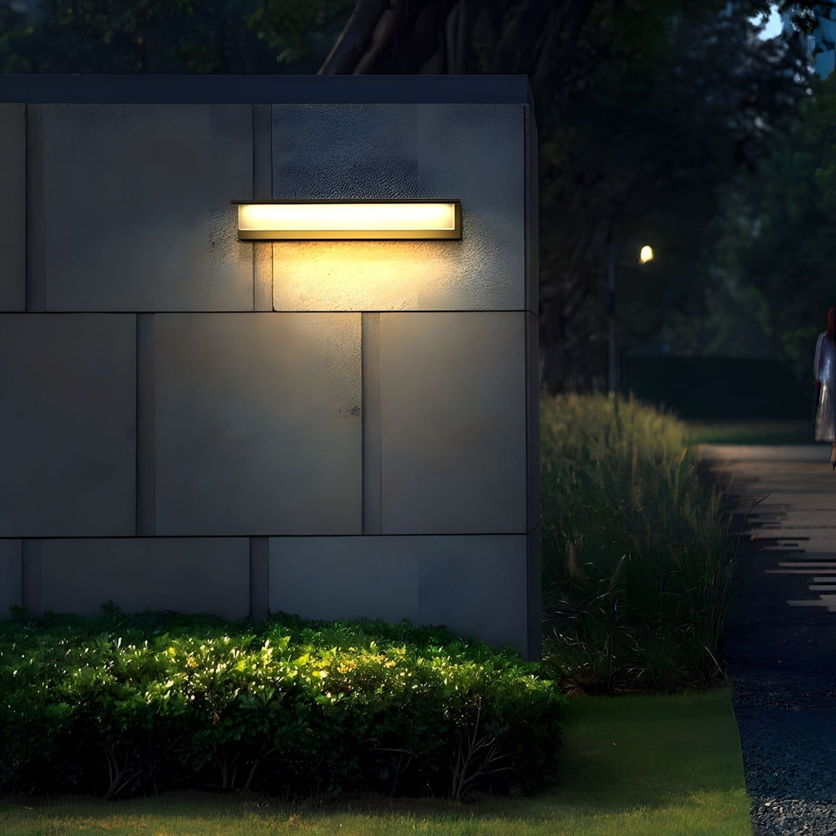 Rectangular Outdoor LED Wall Light Modern Waterproof IP65 Porch Patio — Small Large — product view 4