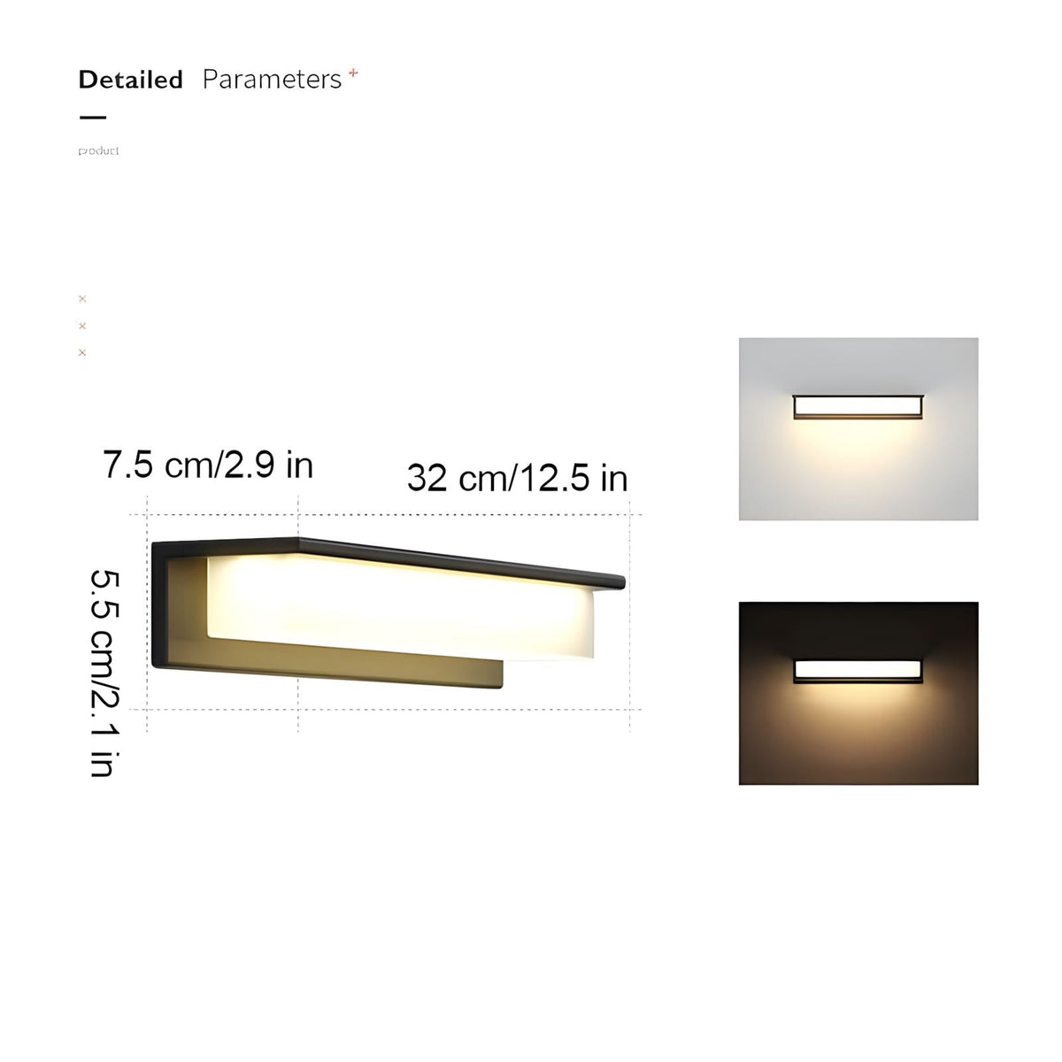 Rectangular Outdoor LED Wall Light Modern Waterproof IP65 Porch Patio — Small Large — product view 1