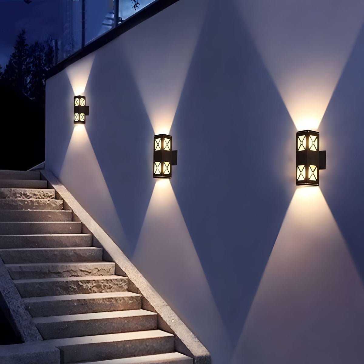 Dual Head Outdoor Wall Light Modern LED Glass Metal IP54 Porch Entrance — product view 1