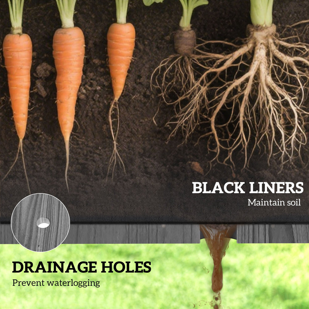 Raised Garden Bed with PE Greenhouse Cover for Herbs and Vegetables, 35 x 22 x 47 inch, Dark Gray — product view 7
