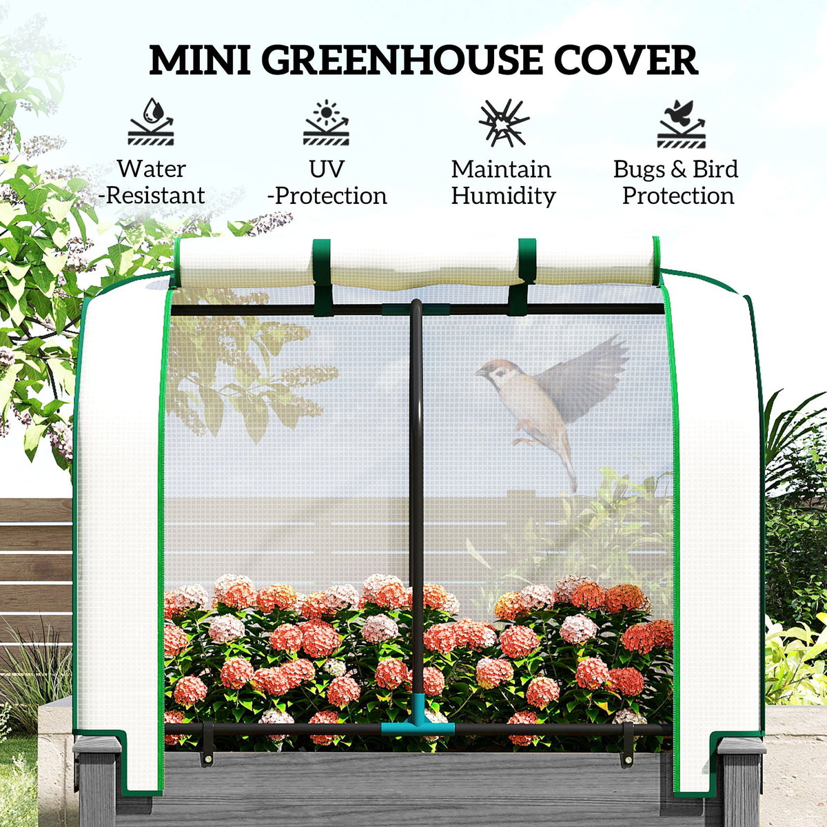 Raised Garden Bed with PE Greenhouse Cover for Herbs and Vegetables, 35 x 22 x 47 inch, Dark Gray — product view 6