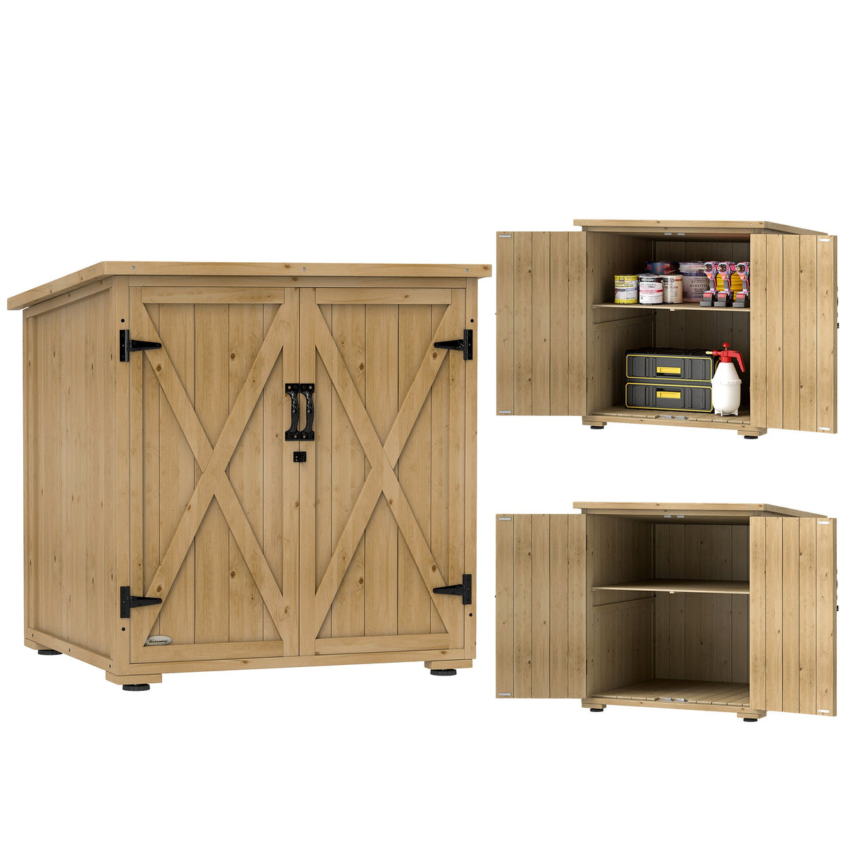 Wood Garden Shed with Adjustable Shelf and Double Doors — product view 1