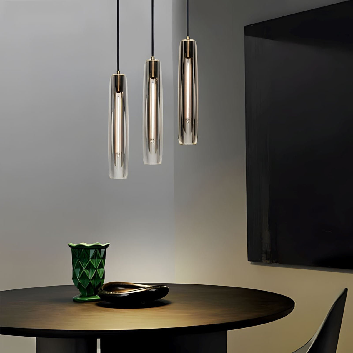 Alleva K9 Crystal Glass Pendant Light Post-Modern Bedroom Dining Room — Smoke Clear Warm Cool — product view 1