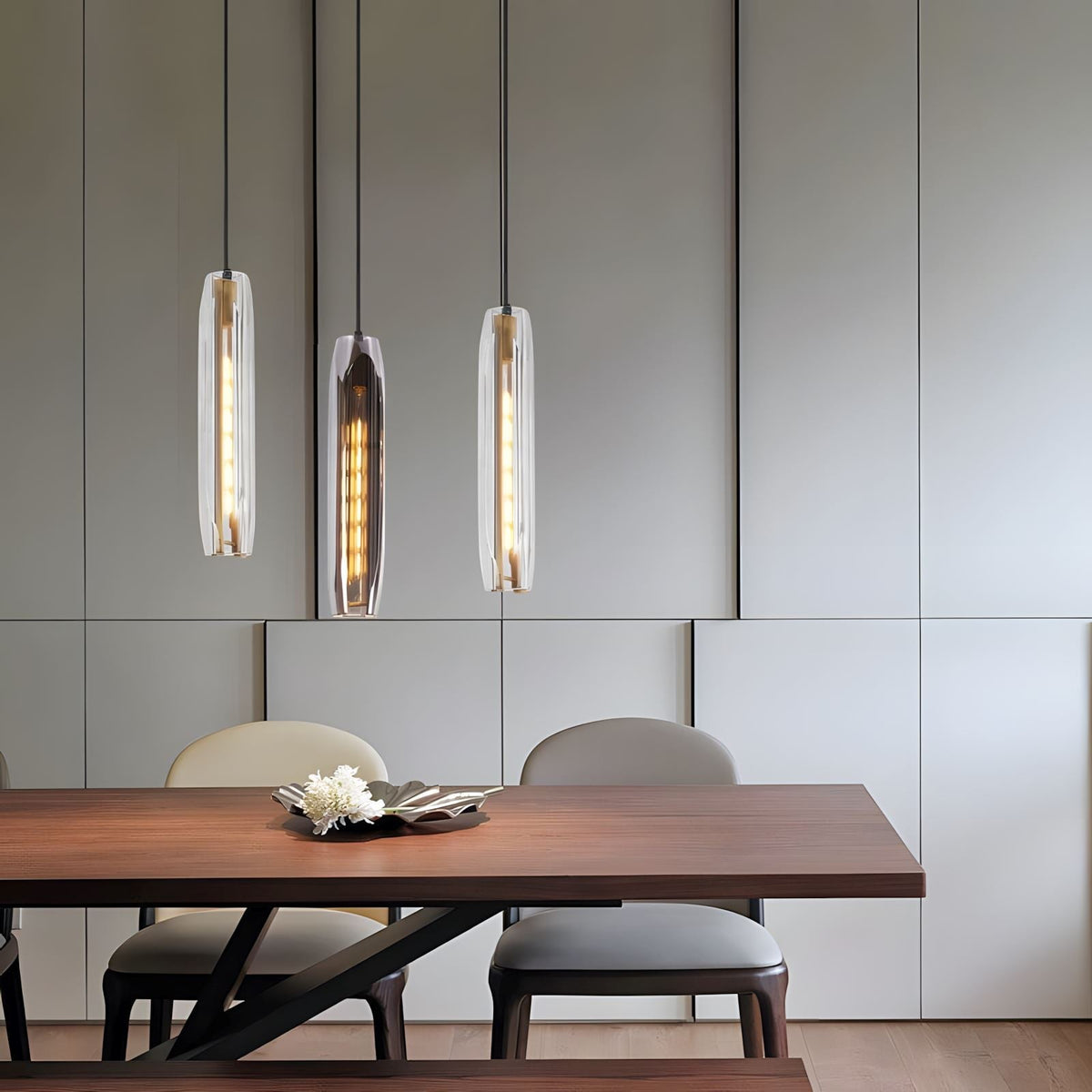 Alleva K9 Crystal Glass Pendant Light Post-Modern Bedroom Dining Room — Smoke Clear Warm Cool — product view 3