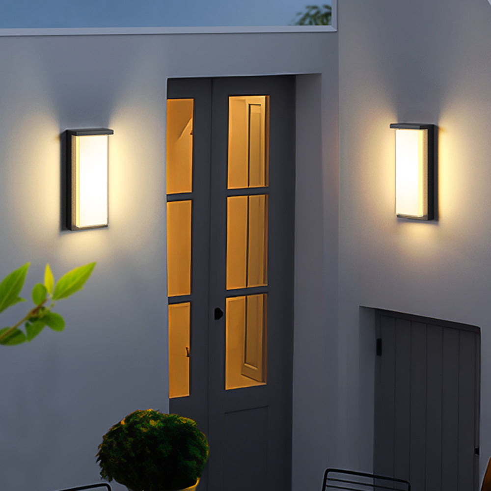 Ray Modern Minimalist Black Rectangular Metal Outdoor Wall Lamp — product view 2