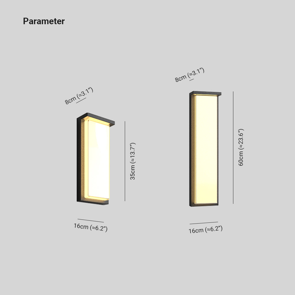 Ray Modern Minimalist Black Rectangular Metal Outdoor Wall Lamp — product view 6