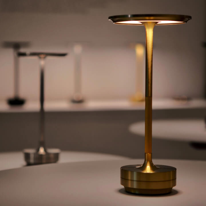 Ambience Spinning Block LED Table Lamp Rechargeable Wireless Bedside Bar Restaurant — Gold Silver Black — product view 4