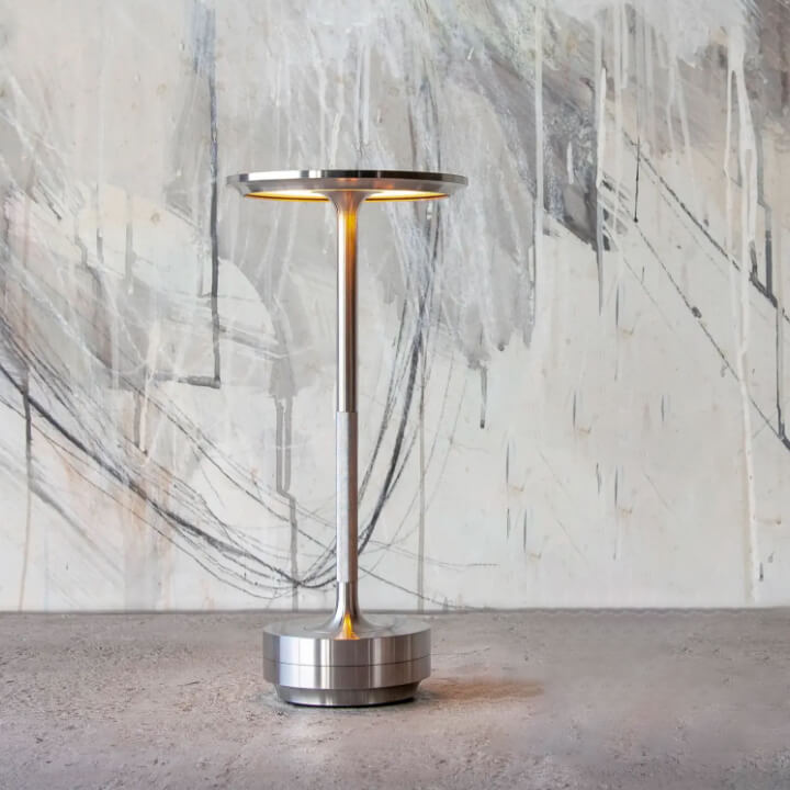 Ambience Spinning Block LED Table Lamp Rechargeable Wireless Bedside Bar Restaurant — Gold Silver Black — product view 5