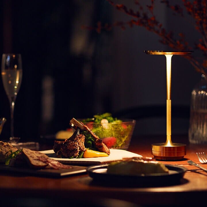 Ambience Spinning Block LED Table Lamp Rechargeable Wireless Bedside Bar Restaurant — Gold Silver Black — product view 7