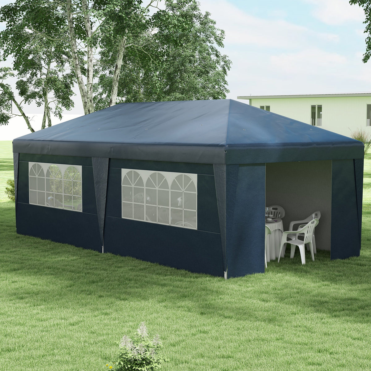 10' x 19.5' Pop Up Canopy Tent with Sidewalls, Dark Blue — product view 3