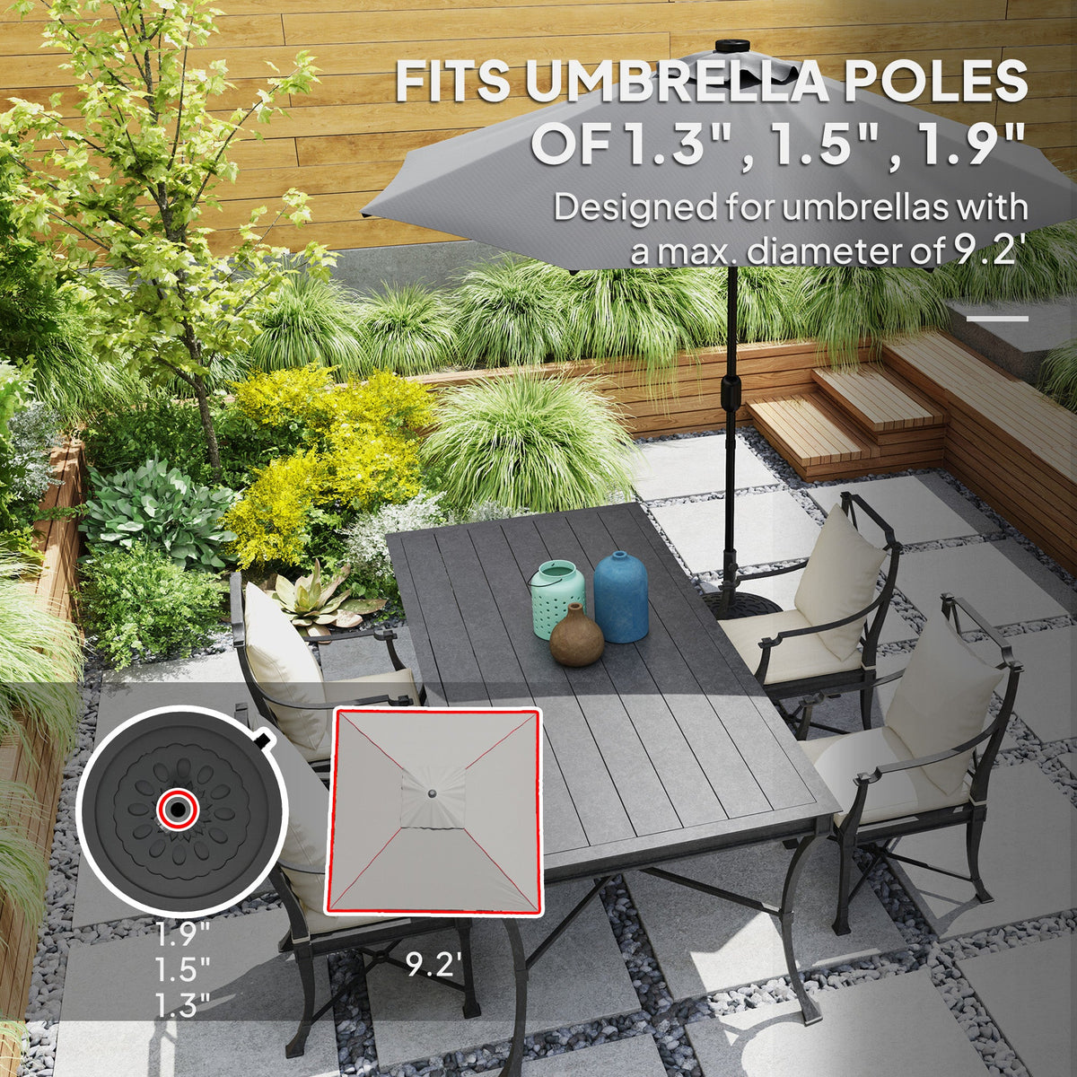 46 lbs Patio Umbrella Base with Wheels, Black — product view 6