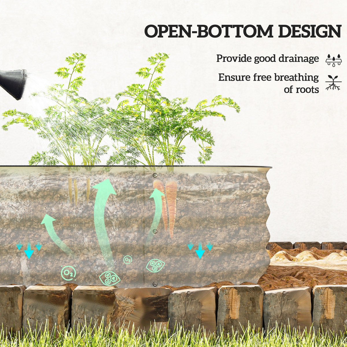 8' x 2' x 1' Galvanized Raised Garden Bed Kit, Cream — product view 7