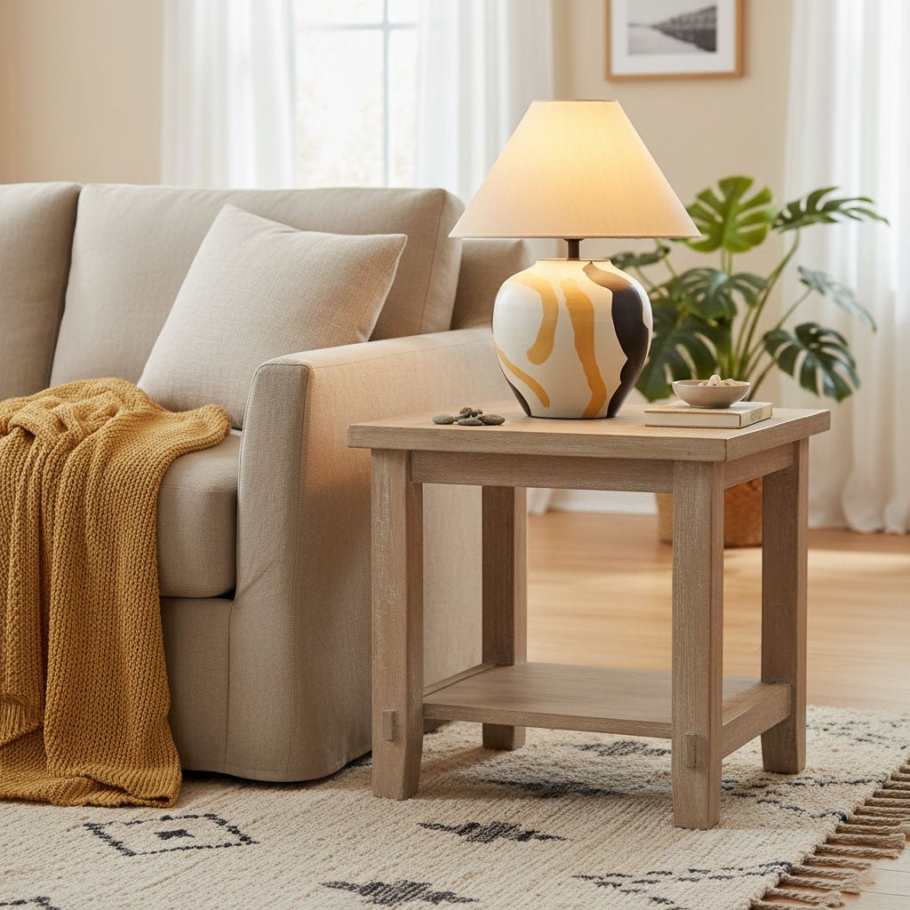 Abstract Ceramic Table Lamp Artistic Terracotta Bedside Living Room — 16 Inch US Plug — product view 2