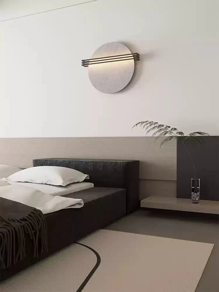 Abstract Sunrise Felt Wall Sconce Artistic LED Light & Art Bedroom Living Room — Grey Orange Blue — product view 7