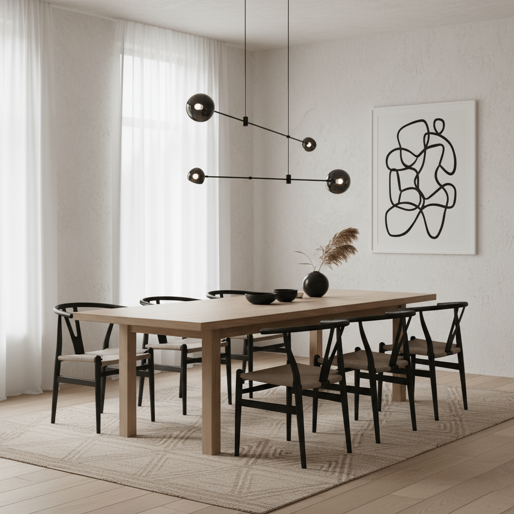 Acaba Asymmetric Glass Chandelier Modern Dining Room Living Room — Black 2 to 6 Heads — product view 7