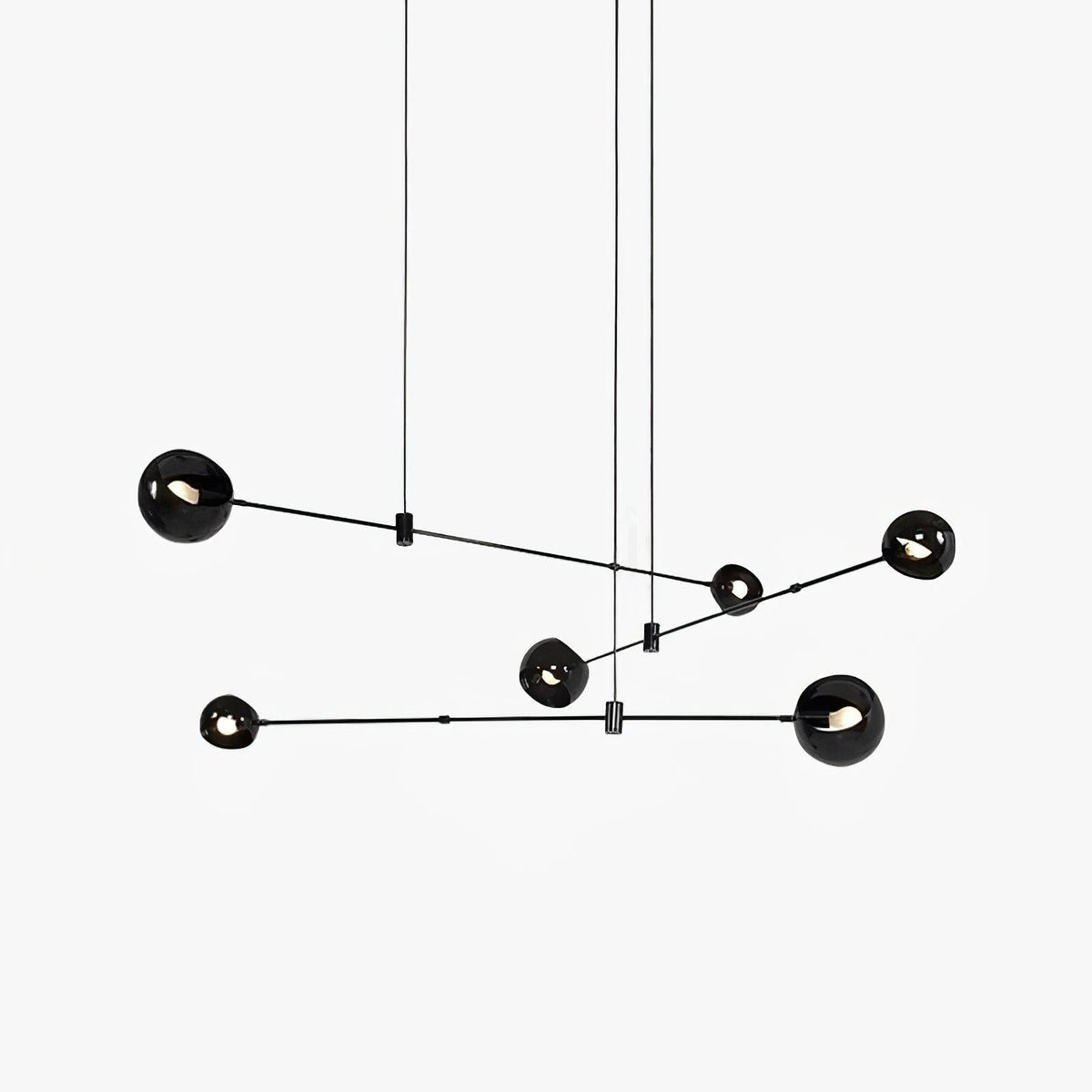 Acaba Asymmetric Glass Chandelier Modern Dining Room Living Room — Black 2 to 6 Heads — product view 4