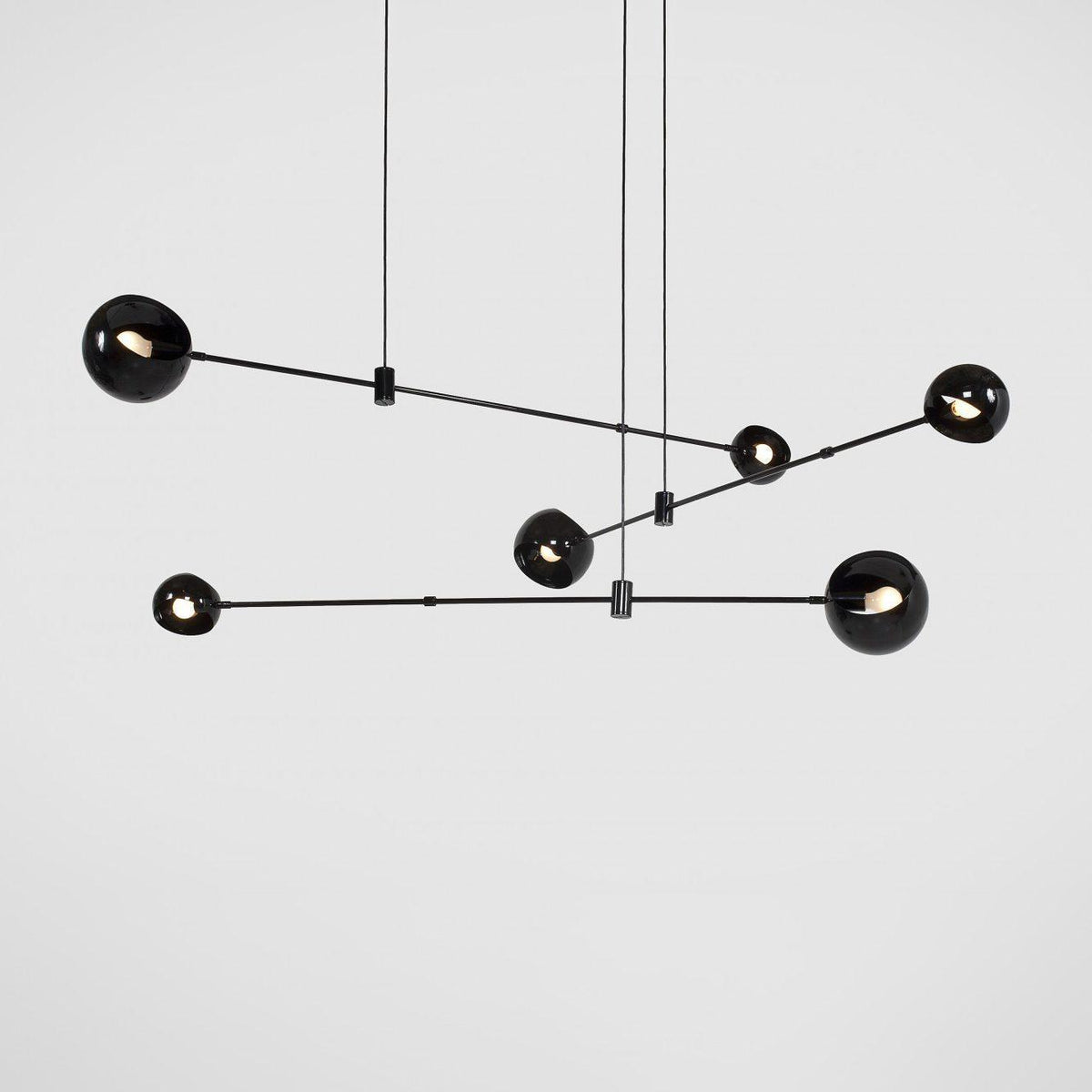 Acaba Asymmetric Glass Chandelier Modern Dining Room Living Room — Black 2 to 6 Heads — product view 3