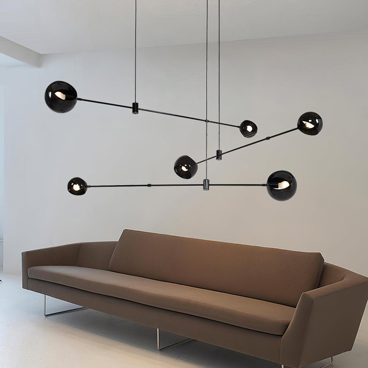 Acaba Asymmetric Glass Chandelier Modern Dining Room Living Room — Black 2 to 6 Heads — product view 5