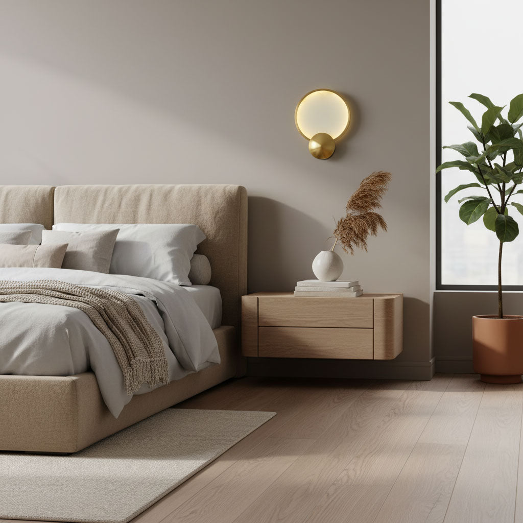Accent Alabaster Wall Sconce Gold Brushed LED Dimmable Bedroom Living Room — 9.8 Inch — product view 6