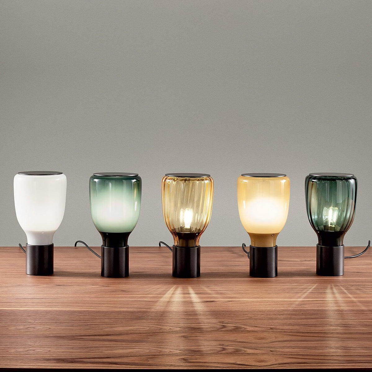 Acquerelli Blown Glass Table Lamp Colorful Artistic Bedroom Study — Green Amber 5 Inch — product view 4