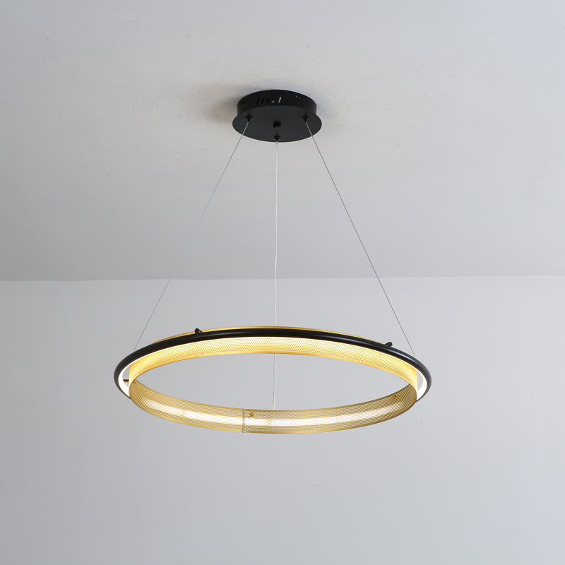 Acrylic LED Round Chandelier Ultra-Slim Dimmable Dining Room Bedroom — Black Gold 15 to 39 Inch — product view 3