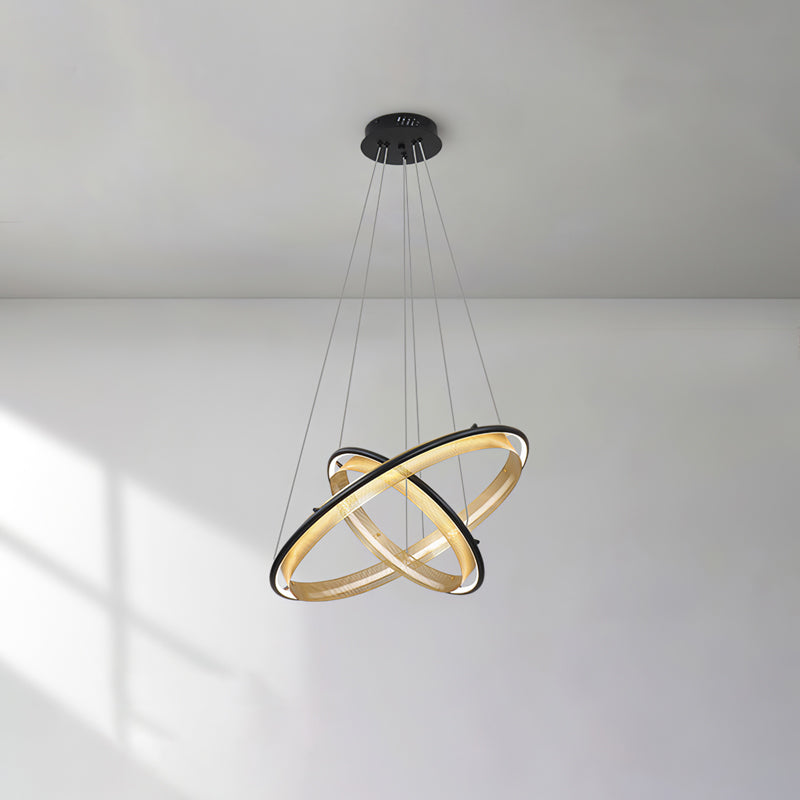Acrylic LED Round Chandelier Ultra-Slim Dimmable Dining Room Bedroom — Black Gold 15 to 39 Inch — product view 5