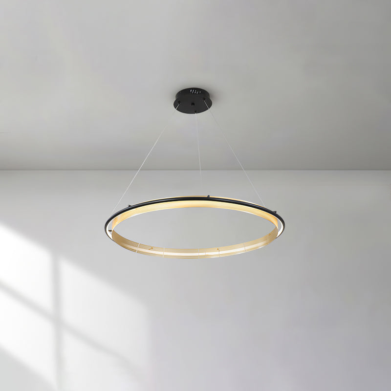 Acrylic LED Round Chandelier Ultra-Slim Dimmable Dining Room Bedroom — Black Gold 15 to 39 Inch — product view 2