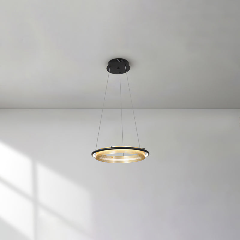 Acrylic LED Round Chandelier Ultra-Slim Dimmable Dining Room Bedroom — Black Gold 15 to 39 Inch — product view 1