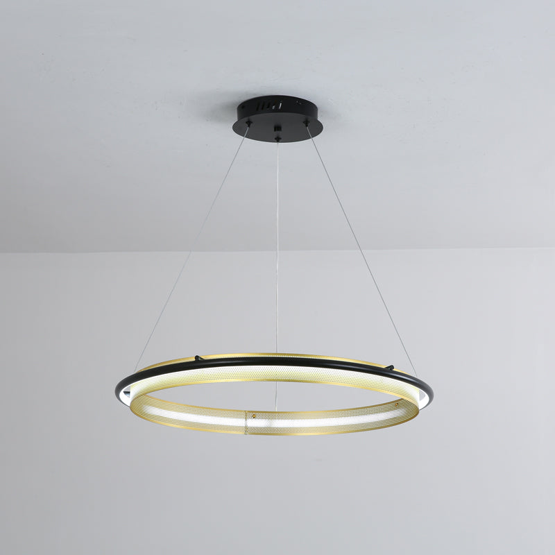 Acrylic LED Round Chandelier Ultra-Slim Dimmable Dining Room Bedroom — Black Gold 15 to 39 Inch — product view 4