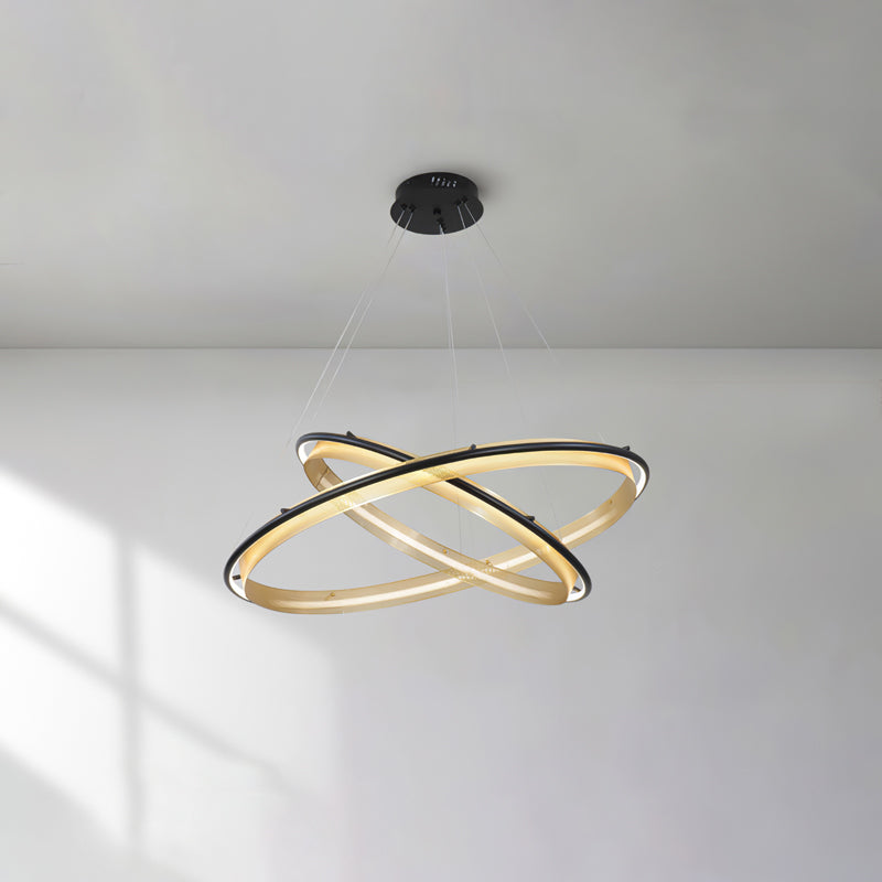 Acrylic LED Round Chandelier Ultra-Slim Dimmable Dining Room Bedroom — Black Gold 15 to 39 Inch — product view 6