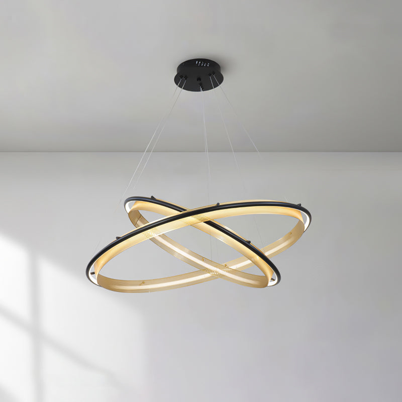 Acrylic LED Round Chandelier Ultra-Slim Dimmable Dining Room Bedroom — Black Gold 15 to 39 Inch — product view 7