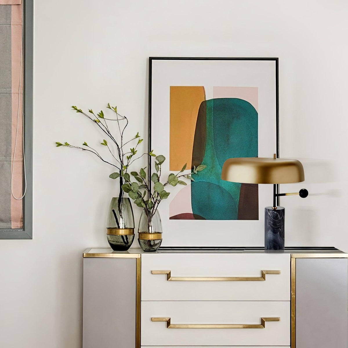Adam Marble Base LED Table Lamp Modern Luxury Bedside Living Room — Black Gold 13 Inch — product view 4