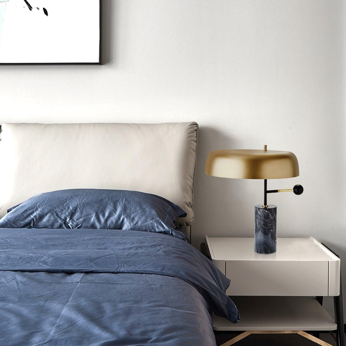Adam Marble Base LED Table Lamp Modern Luxury Bedside Living Room — Black Gold 13 Inch — product view 7