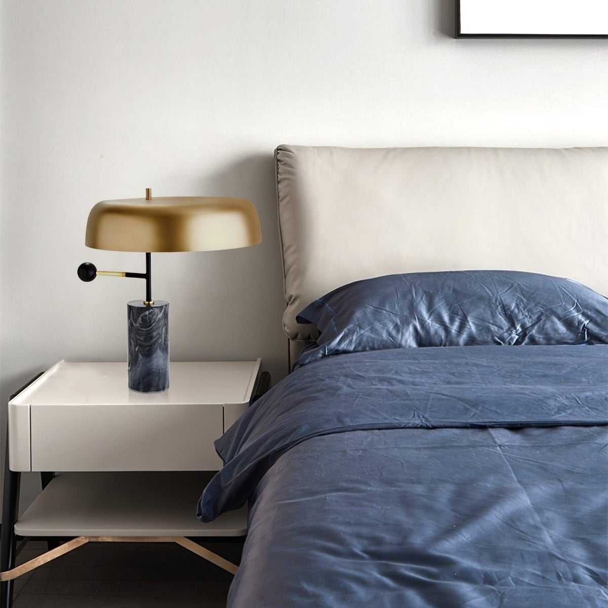 Adam Marble Base LED Table Lamp Modern Luxury Bedside Living Room — Black Gold 13 Inch — product view 5