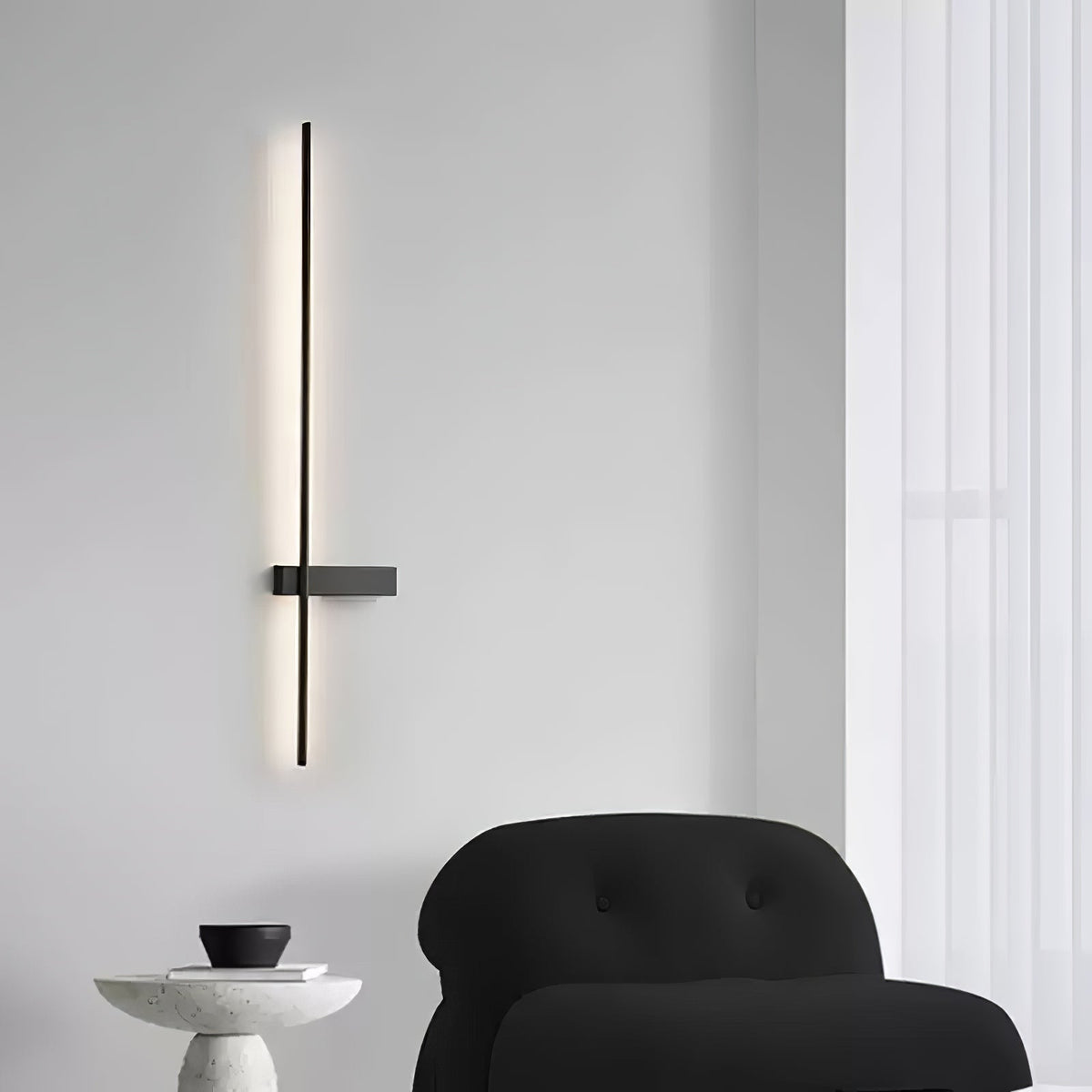 Adeline Linear Wall Sconce Dimmable Slim Bedroom Living Room Hallway — Black 23 to 47 Inch — product view 6
