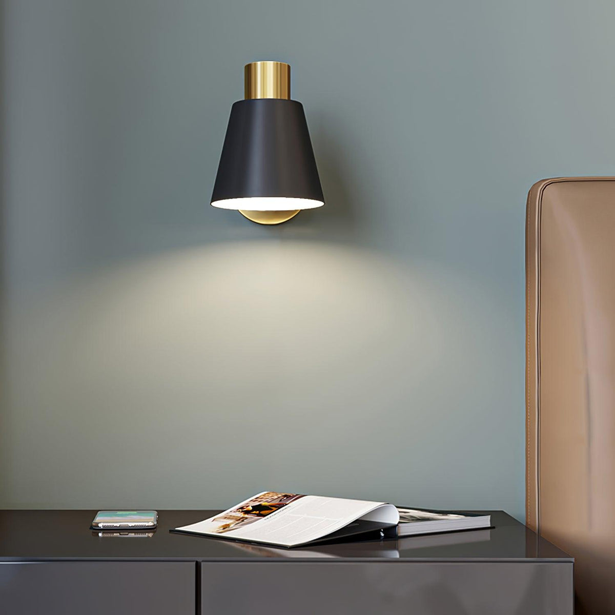 Adjustable Armed Wall Lamp Gold Black Modern Bedroom Living Room Bedside — 5 Inch — product view 3