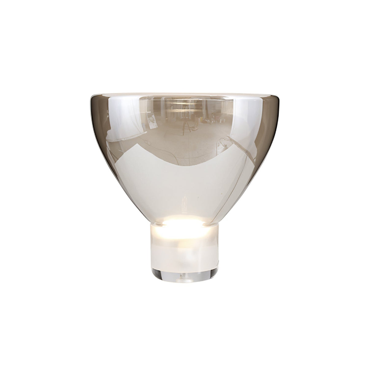 Classic American Cone Glass Table Lamp Dimmable Luxury Bedside Living Room — Cognac Smoke Grey — product view 5