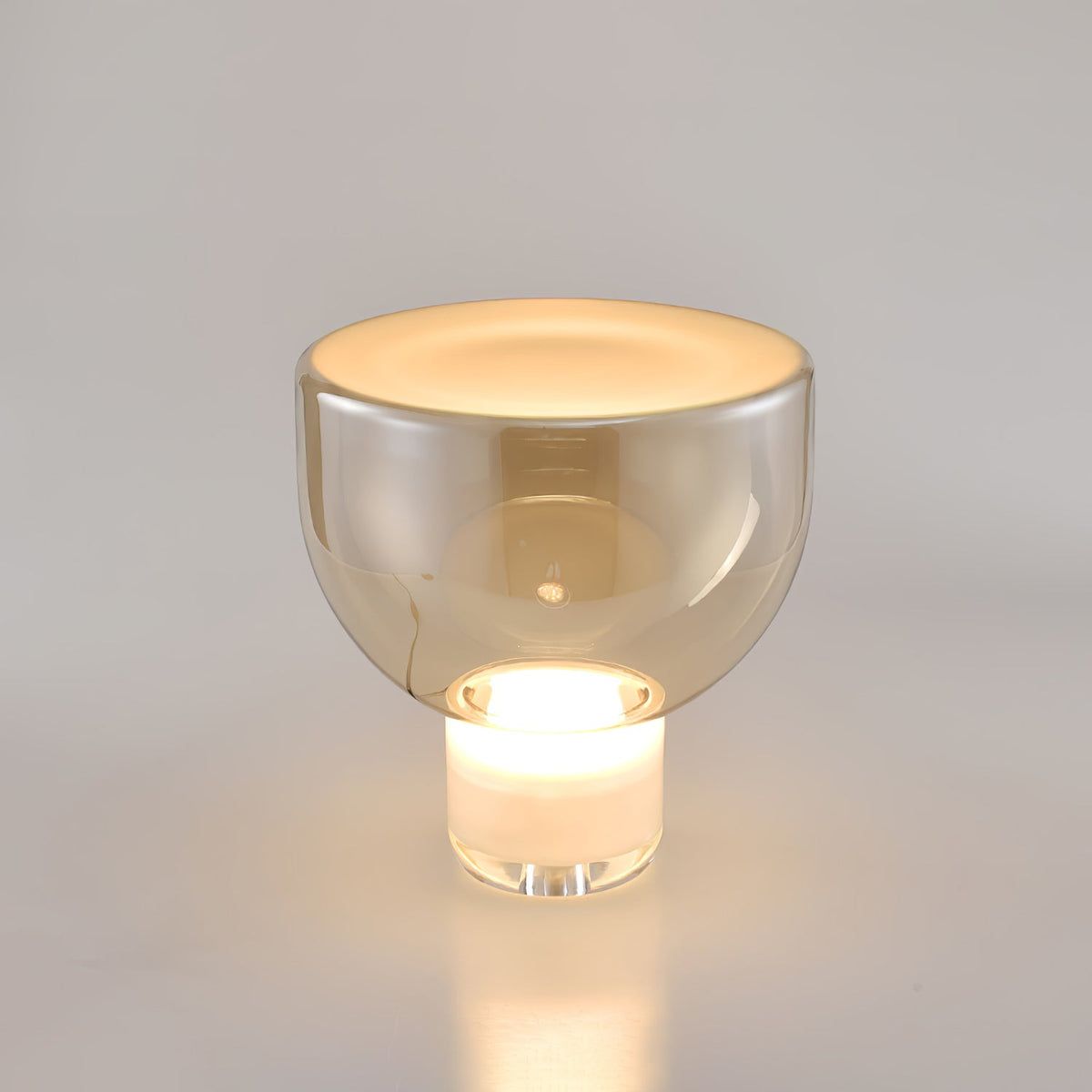 Classic American Cone Glass Table Lamp Dimmable Luxury Bedside Living Room — Cognac Smoke Grey — product view 1
