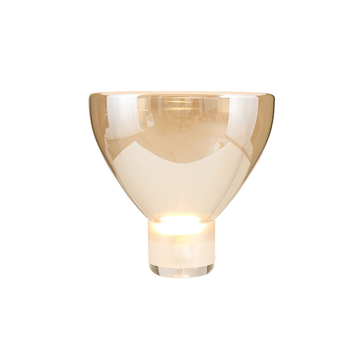 Classic American Cone Glass Table Lamp Dimmable Luxury Bedside Living Room — Cognac Smoke Grey — product view 3