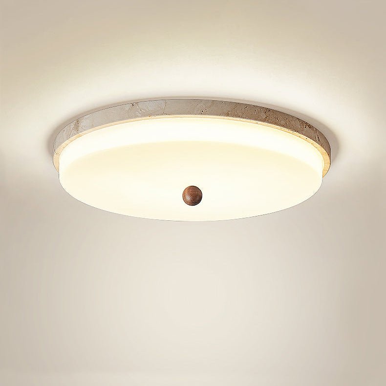 Travertine Orb Stone Flush Mount Ceiling Lamp Natural Yellow Travertine Bedroom Dining — 11 to 19 Inch — product view 5